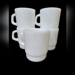 5 Vintage Termocrisa Mexico Milk Glass Coffee Mugs‎
